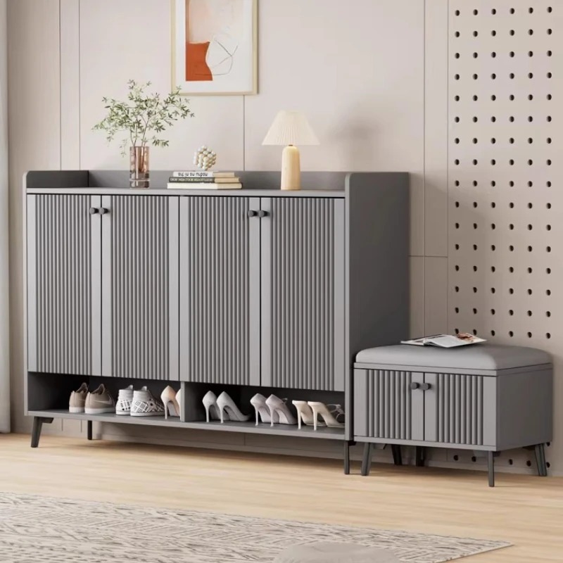 Interior Design Luxury Living Room - Aesthetic White Shoe Cabinet Modern Minimalism