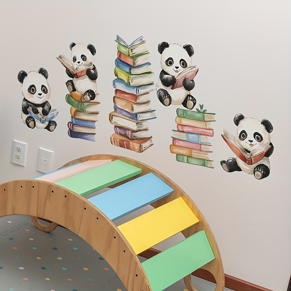 Interior Design School - Cartoon Panda Read Book Wall Stickers
