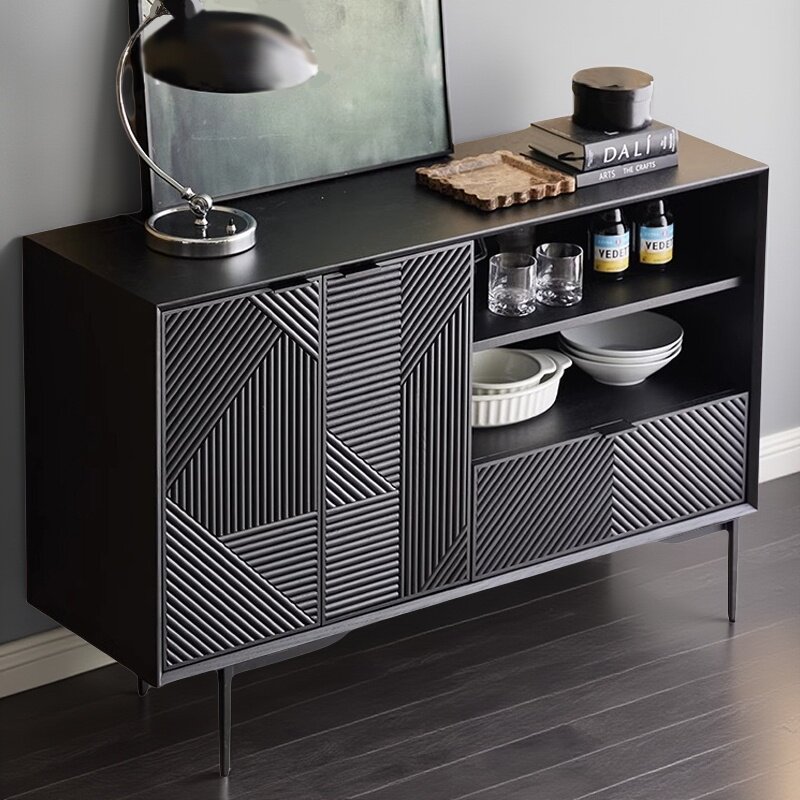 Interior Design Luxury Living Room - Black Design Cabinets Aesthetic Modern Luxury