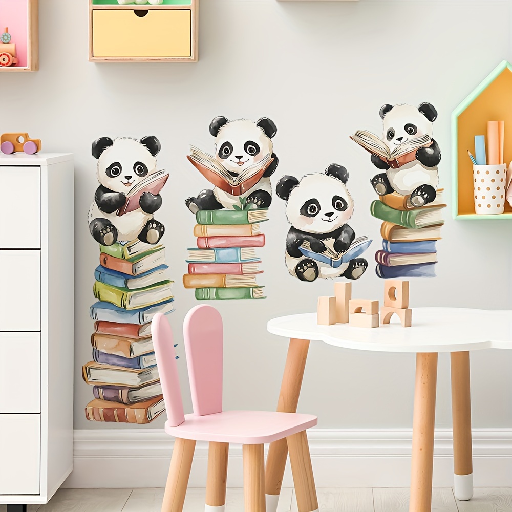 Cartoon Panda Read Book Wall S - Interior Design School recension och pris